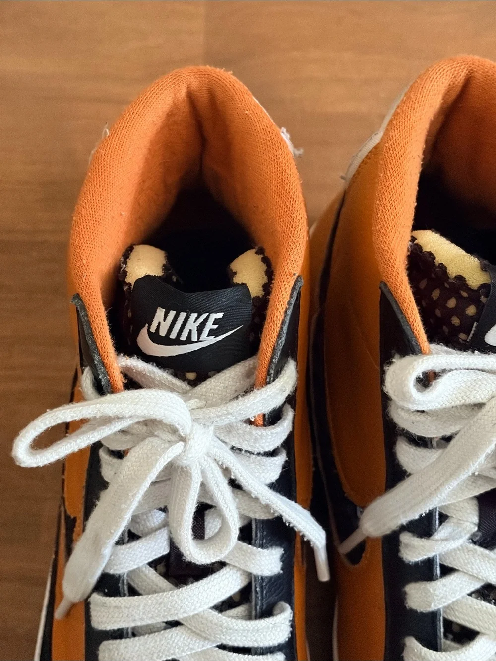 Nike By You Blazer Mid ‘77 Custom Leather Sneakers Men’s US 9 Orange Black Suede